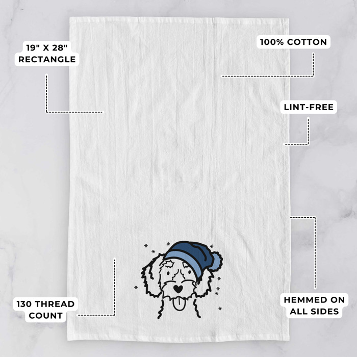 Winter Beanie Dog  Breed Tea Towel - 50+ Breeds