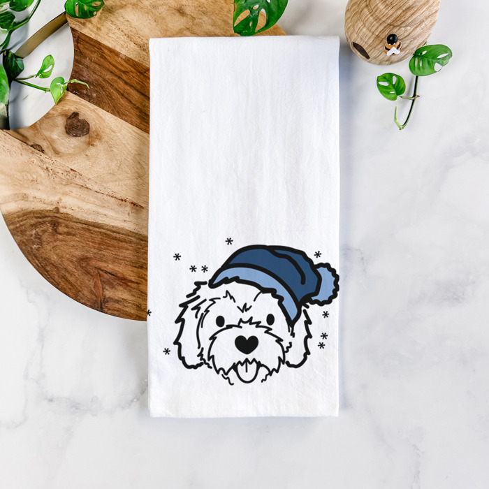 Winter Beanie Dog  Breed Tea Towel - 50+ Breeds