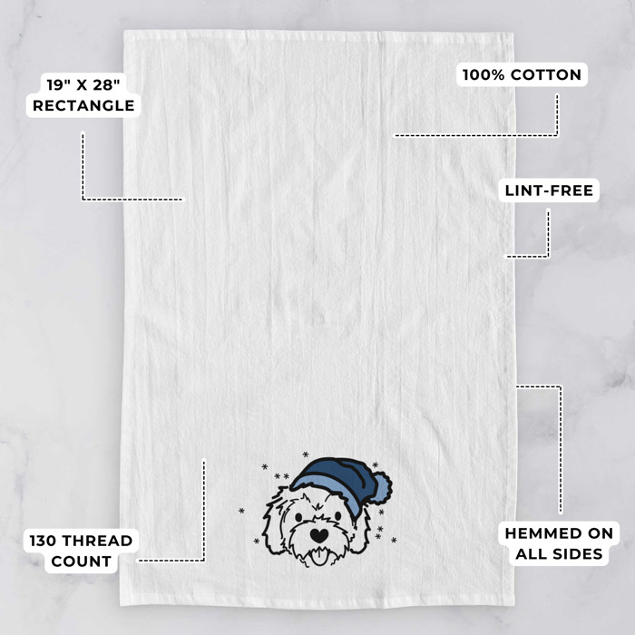 Winter Beanie Dog  Breed Tea Towel - 50+ Breeds