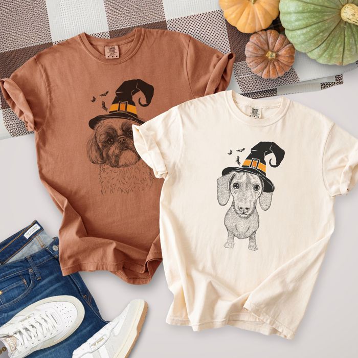 Halloween Witch Dog Comfort Colors T-shirts - 25+ Dog Breeds