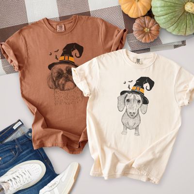 Halloween Witch Dog Comfort Colors T-shirts - 25+ Dog Breeds