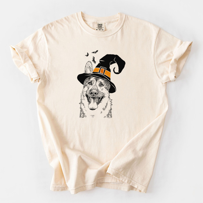 Halloween Witch Dog Comfort Colors T-shirts - 25+ Dog Breeds