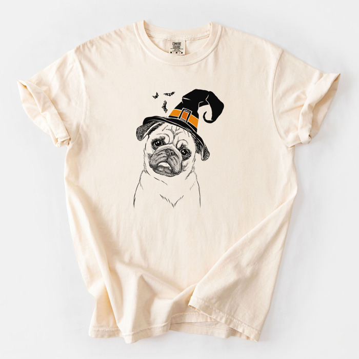 Halloween Witch Dog Comfort Colors T-shirts - 25+ Dog Breeds