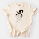 Large Ivory - Labrador Retriever Halloween Witch Dog Comfort Colors T-shirts - 25+ Dog Breeds