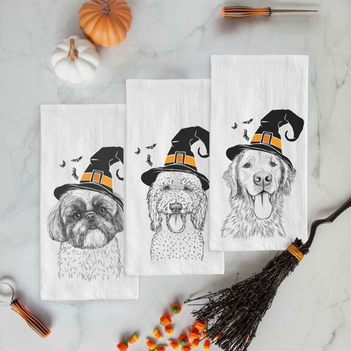Halloween Dog Tea Towel - 25+ Breeds