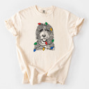 Medium Ivory - Bernedoodle Christmas Lights Dog Breed Comfort Colors T-shirts - 40+ Dog Breeds