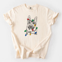 Medium Ivory - German Shepherd Christmas Lights Dog Breed Comfort Colors T-shirts - 40+ Dog Breeds