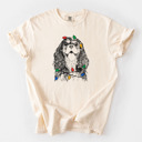 Large Ivory - Cavalier King Charles Christmas Lights Dog Breed Comfort Colors T-shirts - 40+ Dog Breeds
