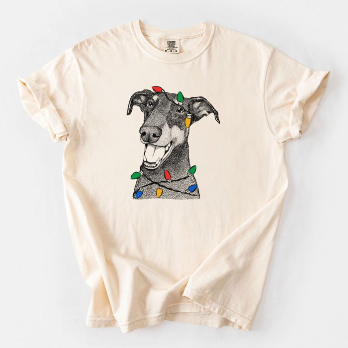 Christmas Lights Dog Breed Comfort Colors T-shirts - 40+ Dog Breeds