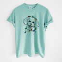 Large Chalky Mint - Bichon Frise Christmas Lights Dog Breed Comfort Colors T-shirts - 40+ Dog Breeds