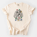 Large Ivory - Cavapoo Christmas Lights Dog Breed Comfort Colors T-shirts - 40+ Dog Breeds