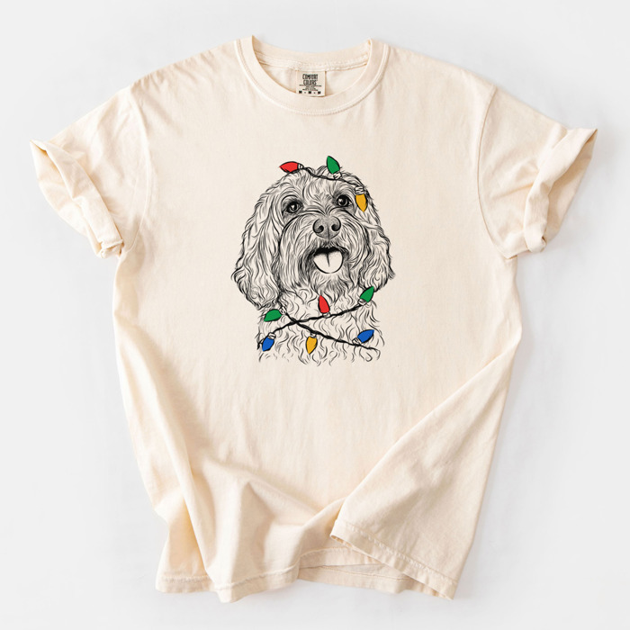Christmas Lights Dog Breed Comfort Colors T-shirts - 40+ Dog Breeds