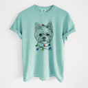 Large Chalky Mint - Yorkie Christmas Lights Dog Breed Comfort Colors T-shirts - 40+ Dog Breeds