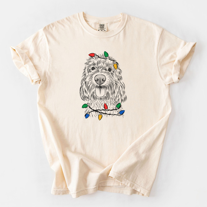 Christmas Lights Dog Breed Comfort Colors T-shirts - 40+ Dog Breeds