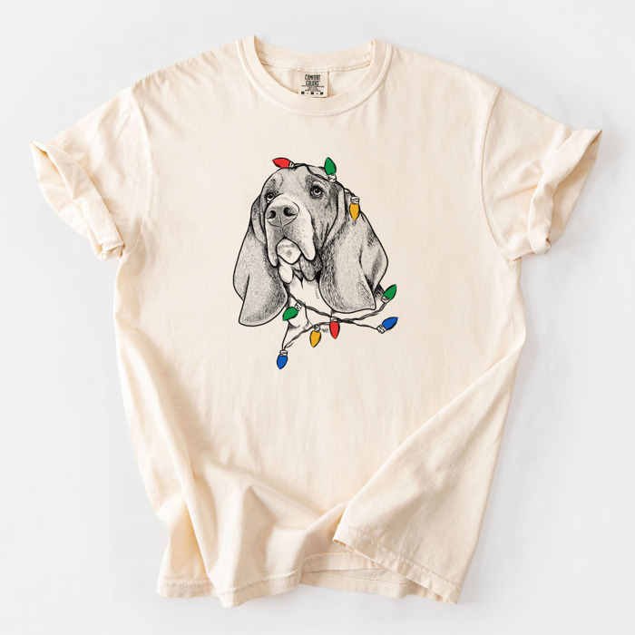 Christmas Lights Dog Breed Comfort Colors T-shirts - 40+ Dog Breeds