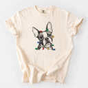 XXL Ivory - Boston Terrier Christmas Lights Dog Breed Comfort Colors T-shirts - 40+ Dog Breeds