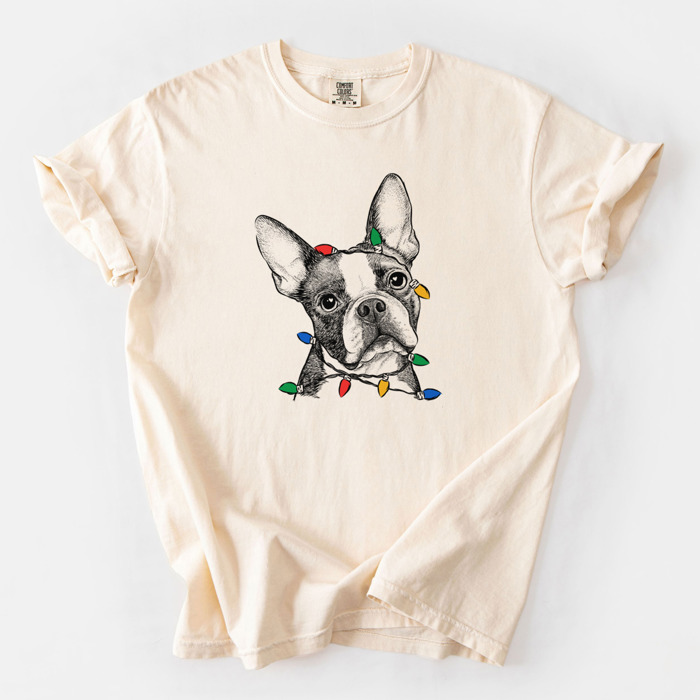 Christmas Lights Dog Breed Comfort Colors T-shirts - 40+ Dog Breeds