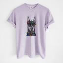Small Orchid - Doberman Pinscher Cropped Christmas Lights Dog Breed Comfort Colors T-shirts - 40+ Dog Breeds