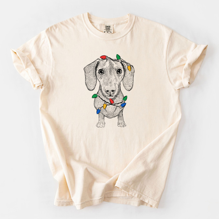 Christmas Lights Dog Breed Comfort Colors T-shirts - 40+ Dog Breeds