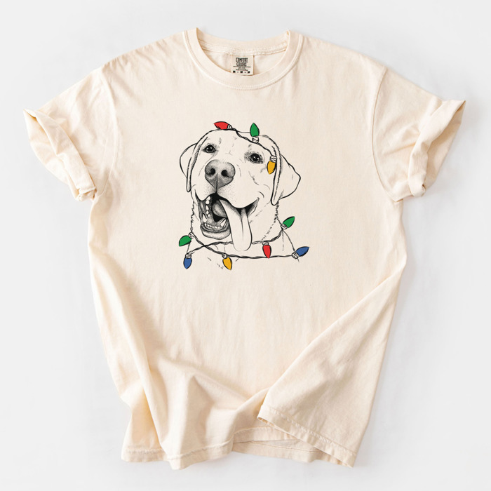 Christmas Lights Dog Breed Comfort Colors T-shirts - 40+ Dog Breeds