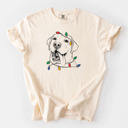 Medium Ivory - Labrador Retriever 2 Christmas Lights Dog Breed Comfort Colors T-shirts - 40+ Dog Breeds
