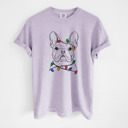 Large Orchid - French Bulldog 2 Christmas Lights Dog Breed Comfort Colors T-shirts - 40+ Dog Breeds