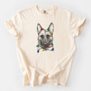 Small Ivory - Belgian Malinois Christmas Lights Dog Breed Comfort Colors T-shirts - 40+ Dog Breeds