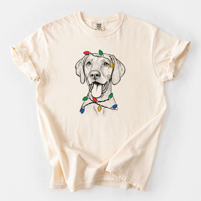 Christmas Lights Dog Breed Comfort Colors T-shirts - 40+ Dog Breeds