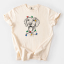 XL Ivory - Vizsla Christmas Lights Dog Breed Comfort Colors T-shirts - 40+ Dog Breeds