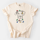 Small Ivory - Great Dane Christmas Lights Dog Breed Comfort Colors T-shirts - 40+ Dog Breeds