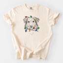XXL Ivory - Australian Shepherd Christmas Lights Dog Breed Comfort Colors T-shirts - 40+ Dog Breeds