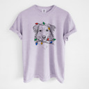 XL Orchid - Australian Shepherd Christmas Lights Dog Breed Comfort Colors T-shirts - 40+ Dog Breeds