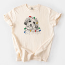 Medium Ivory - Havanese Christmas Lights Dog Breed Comfort Colors T-shirts - 40+ Dog Breeds