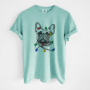 Small Chalky Mint - French Bulldog 1 Christmas Lights Dog Breed Comfort Colors T-shirts - 40+ Dog Breeds