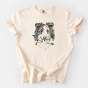 Medium Ivory - Border Collie Christmas Lights Dog Breed Comfort Colors T-shirts - 40+ Dog Breeds