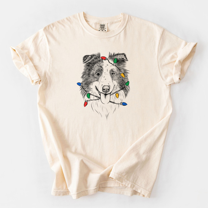 Christmas Lights Dog Breed Comfort Colors T-shirts - 40+ Dog Breeds