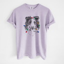 Small Orchid - Border Collie Christmas Lights Dog Breed Comfort Colors T-shirts - 40+ Dog Breeds