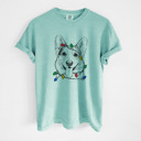 Large Chalky Mint - Corgi Christmas Lights Dog Breed Comfort Colors T-shirts - 40+ Dog Breeds