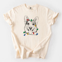 XL Ivory - Corgi Christmas Lights Dog Breed Comfort Colors T-shirts - 40+ Dog Breeds