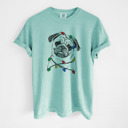 Large Chalky Mint - Pug Christmas Lights Dog Breed Comfort Colors T-shirts - 40+ Dog Breeds