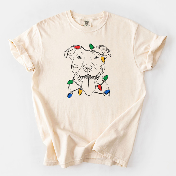 Christmas Lights Dog Breed Comfort Colors T-shirts - 40+ Dog Breeds
