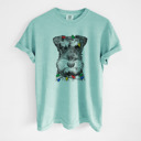 Small Chalky Mint - Mini Schnauzer Christmas Lights Dog Breed Comfort Colors T-shirts - 40+ Dog Breeds