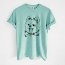 Medium Chalky Mint - Pomeranian Christmas Lights Dog Breed Comfort Colors T-shirts - 40+ Dog Breeds