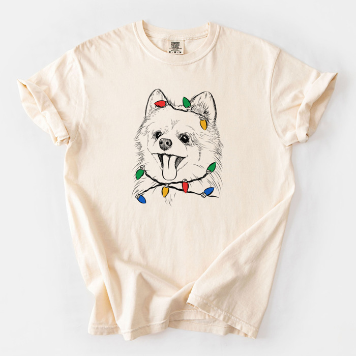 Christmas Lights Dog Breed Comfort Colors T-shirts - 40+ Dog Breeds