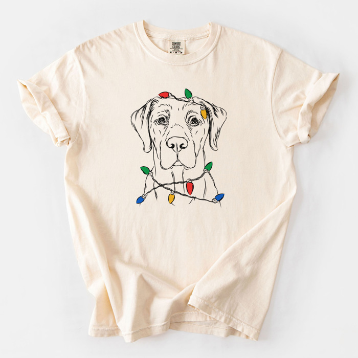 Christmas Lights Dog Breed Comfort Colors T-shirts - 40+ Dog Breeds