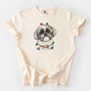 Small Ivory - Shih Tzu Christmas Lights Dog Breed Comfort Colors T-shirts - 40+ Dog Breeds