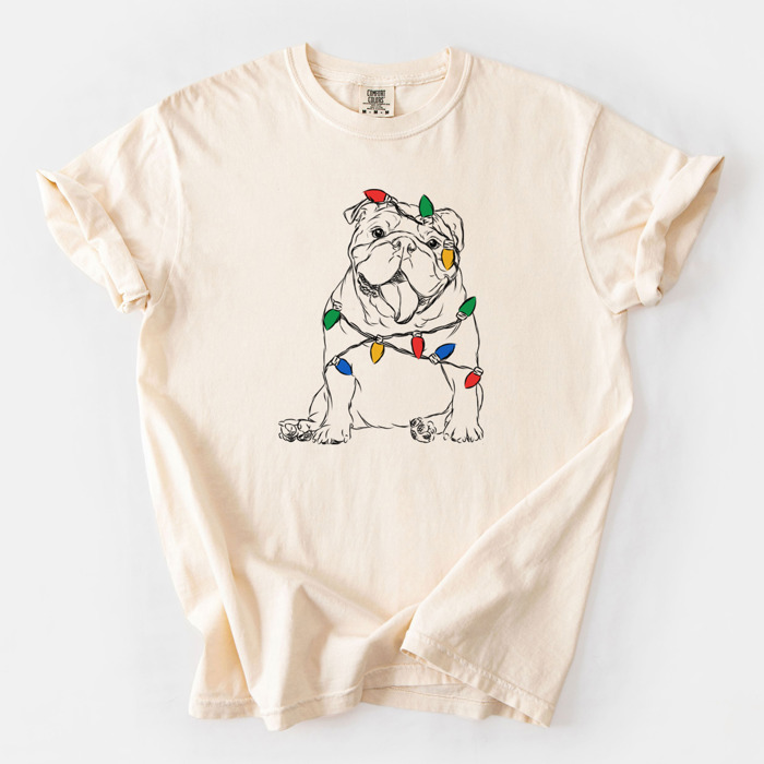 Christmas Lights Dog Breed Comfort Colors T-shirts - 40+ Dog Breeds