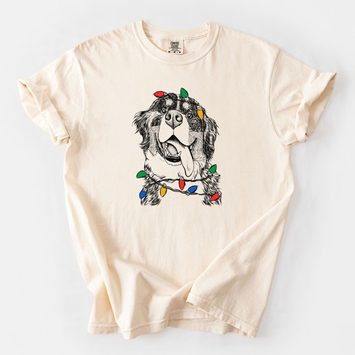Christmas Lights Dog Breed Comfort Colors T-shirts - 40+ Dog Breeds