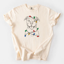 Small Ivory - American Bulldog Christmas Lights Dog Breed Comfort Colors T-shirts - 40+ Dog Breeds