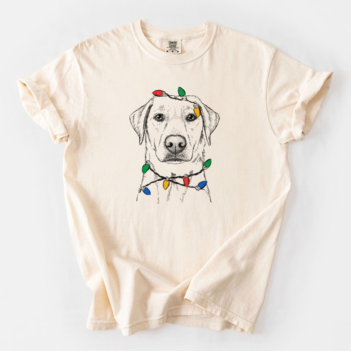 Christmas Lights Dog Breed Comfort Colors T-shirts - 40+ Dog Breeds